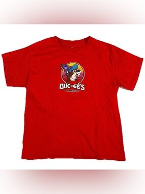 Buc-ee's 40th Anniversary T Shirt sz YOUTH M MEDIUM Red Short Sleeve Unisex